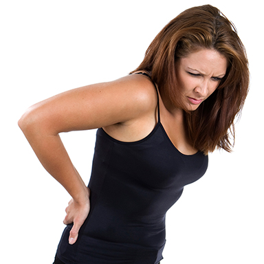 Lady with lower back pain, sciatica, Cloverfield Chiropractic
